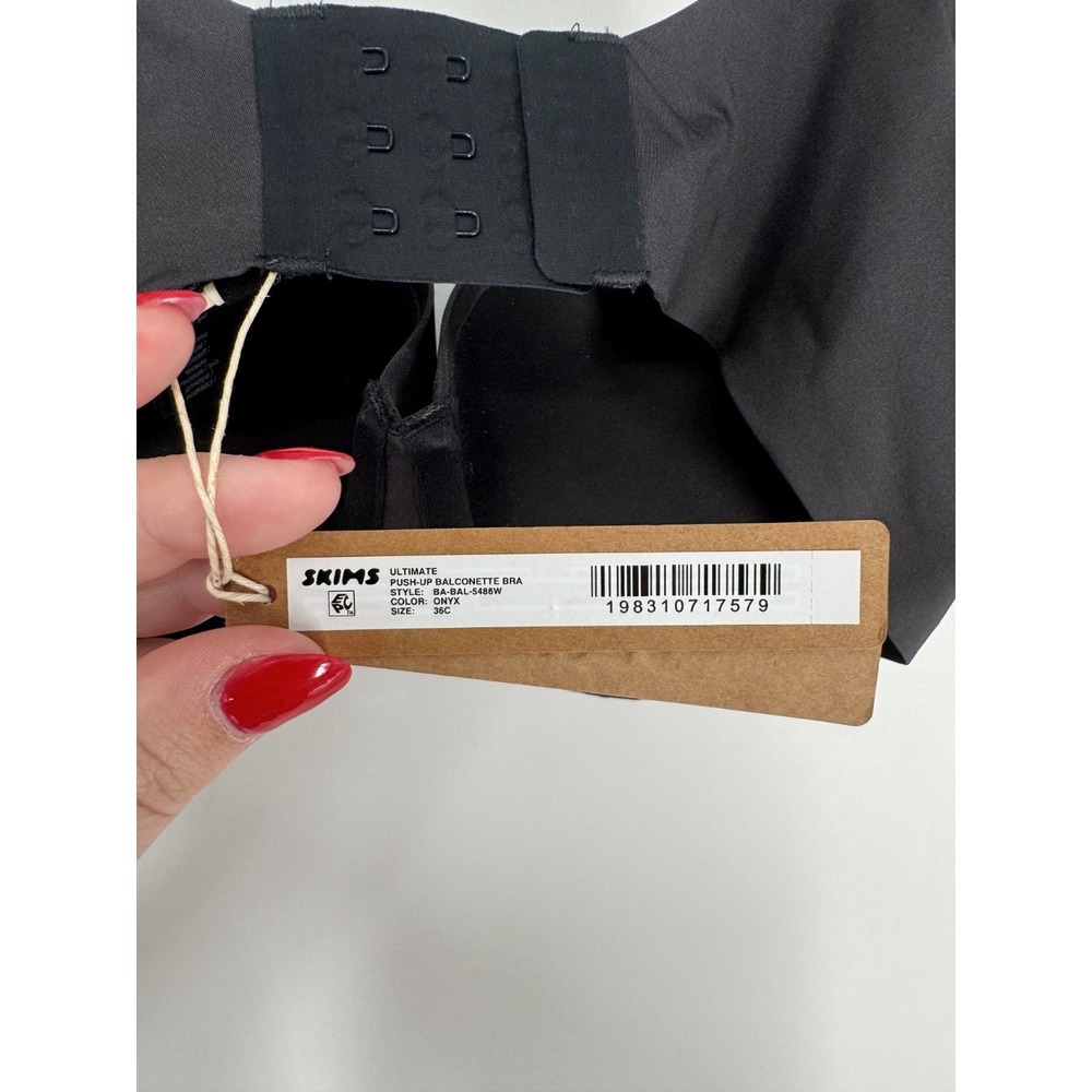 SKIMS Ultimate Push Up Balconette Bra Womens 36C Onyx Black Padded Underwired - Picture 3 of 6